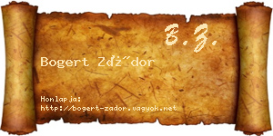 Bogert Zádor névjegykártya